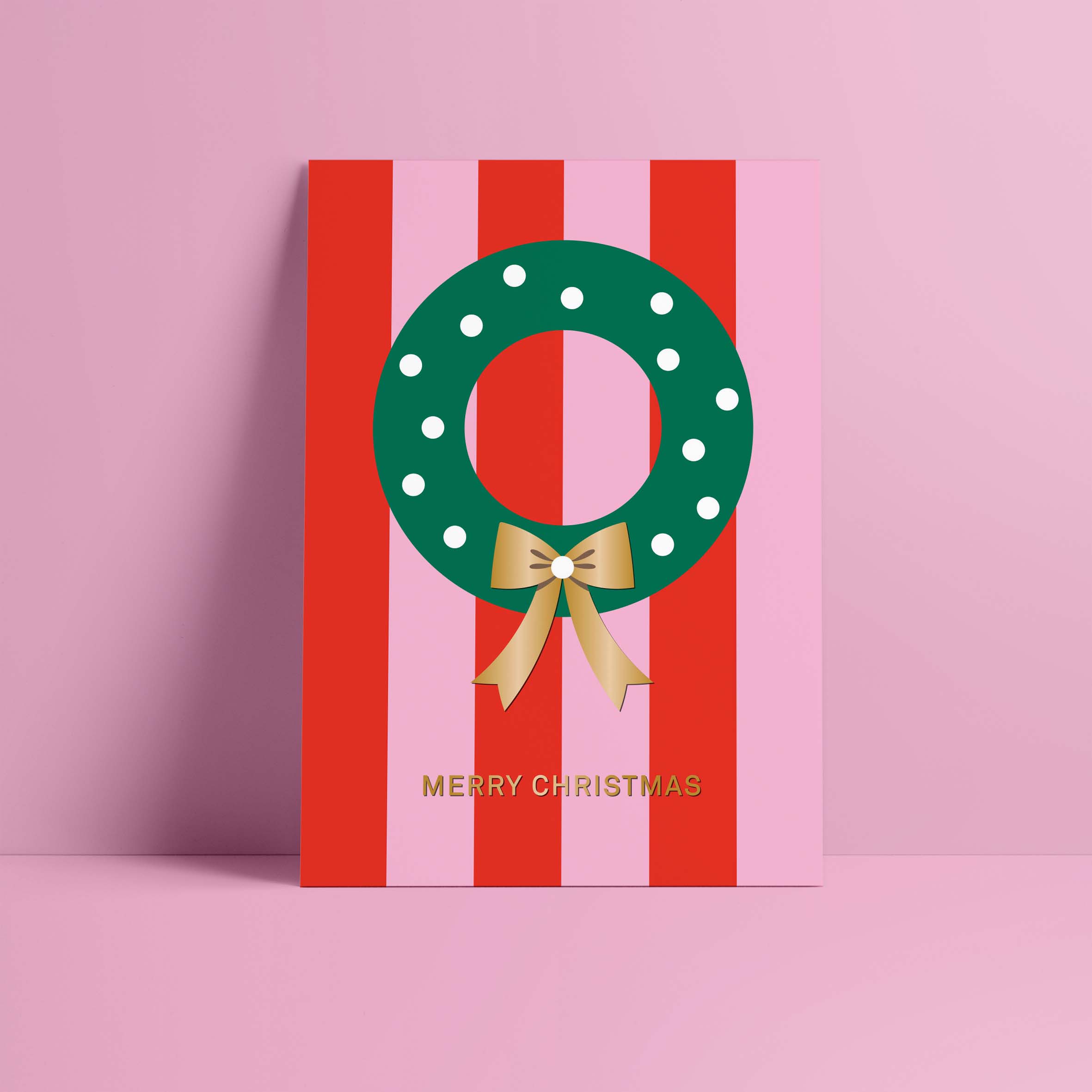 Postkarte // Merry Christmas Kranz gold