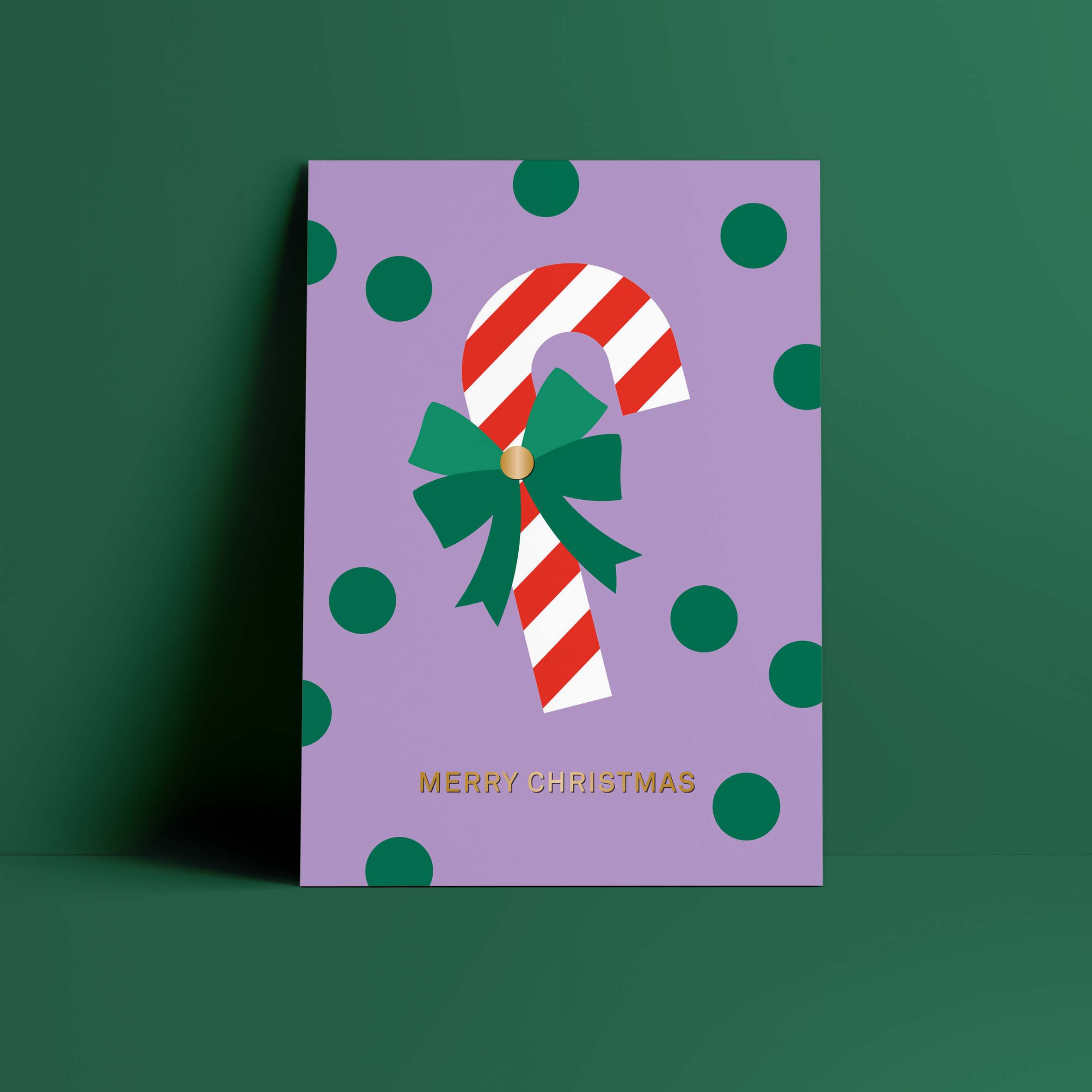 Postkarte // Merry Christmas Zuckerstange gold
