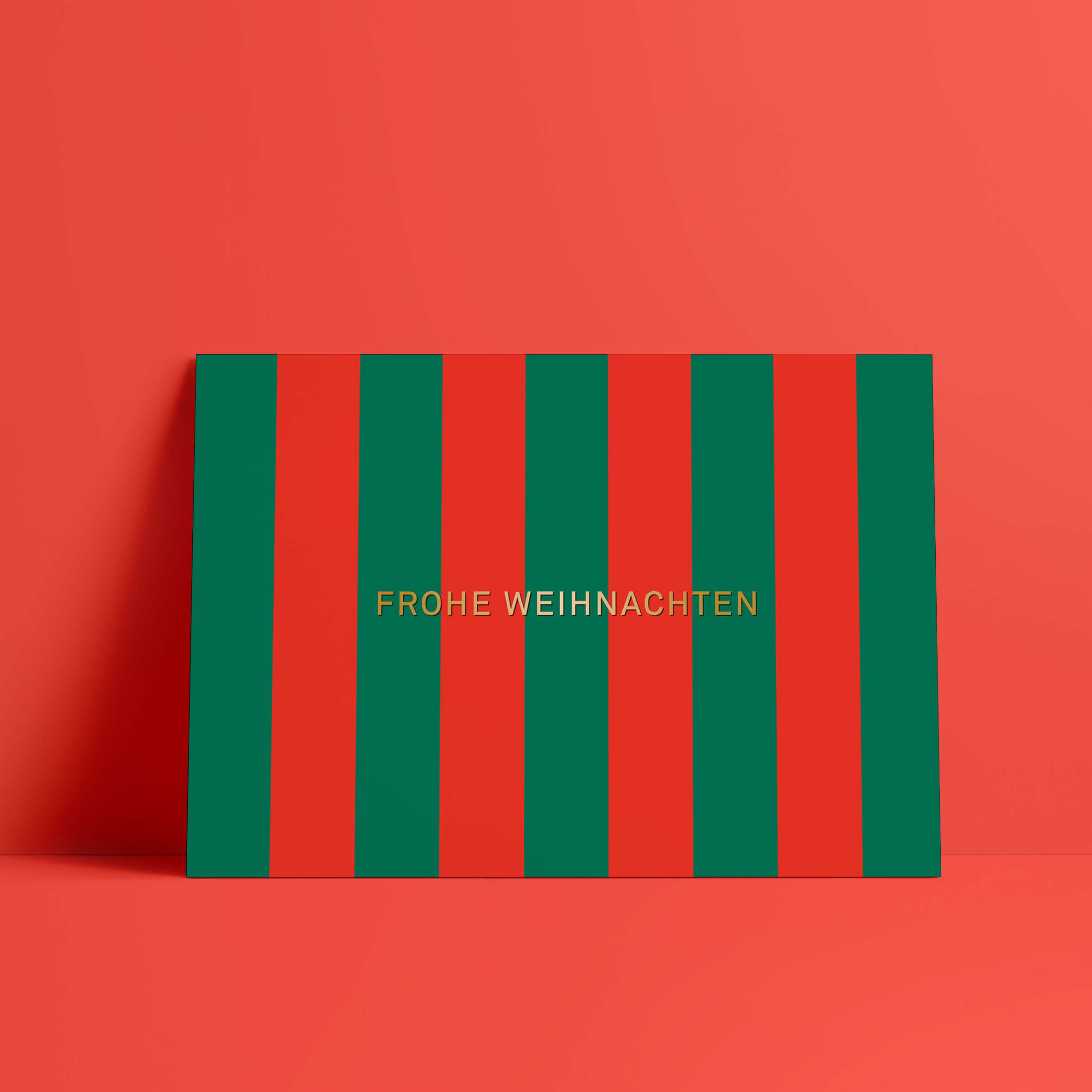 Postkarte // Frohe Weihnachten Streifen gold