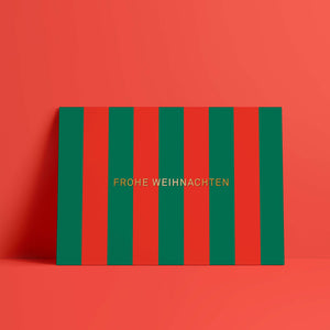 Postkarte // Frohe Weihnachten Streifen gold
