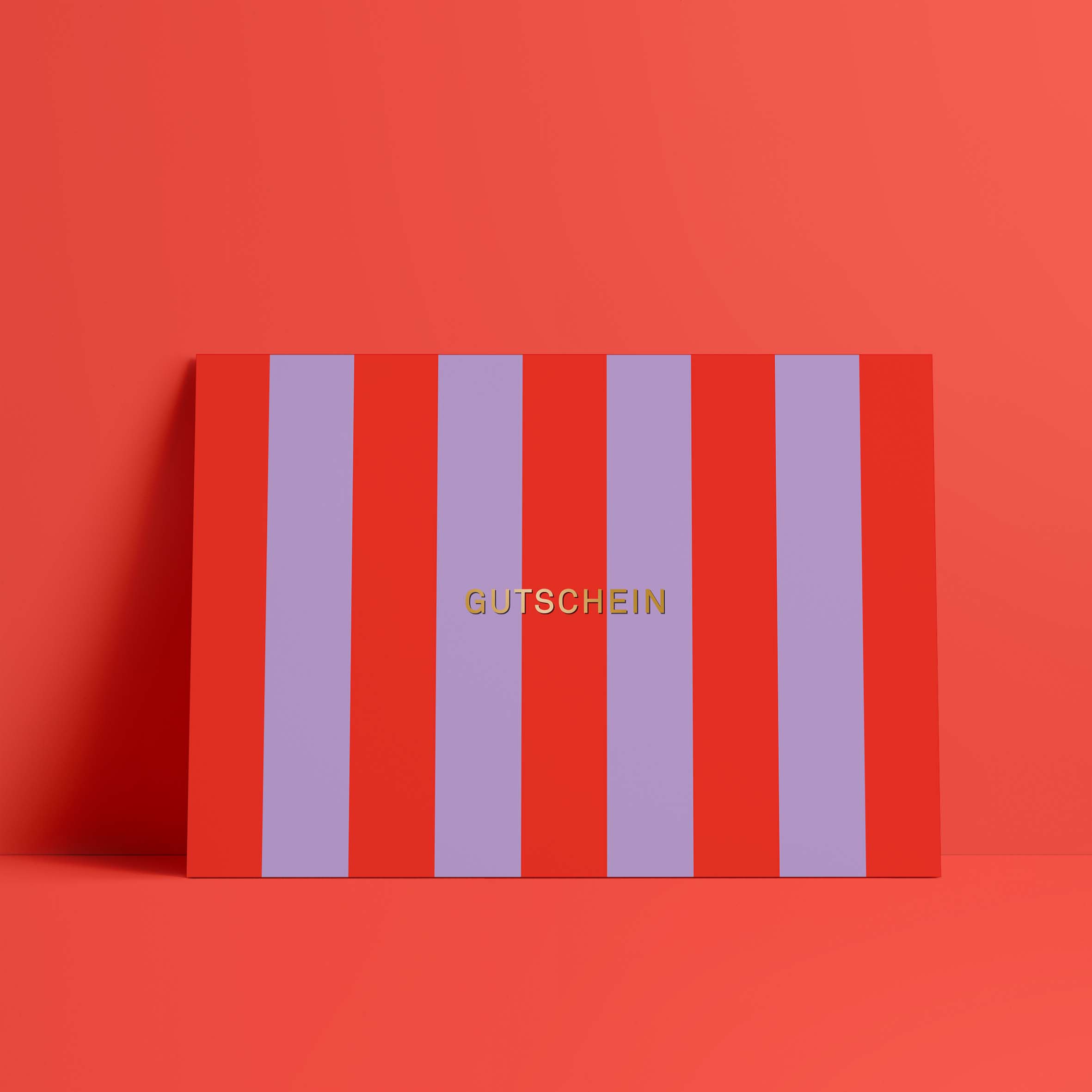 Postkarte // Gutschein Streifen gold