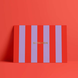 Postkarte // Gutschein Streifen gold