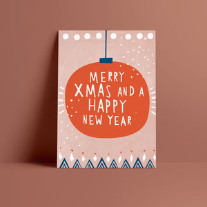 Postkarte // Merry Xmas and a happy New Year rosa