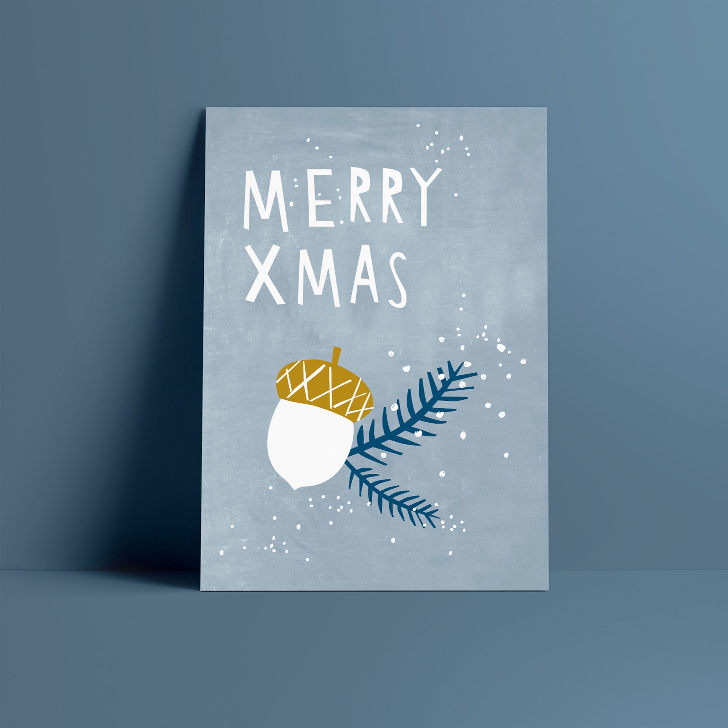 Postkarte // Merry Xmas blau