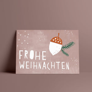 Postkarte // Frohe Weihnachten rosa