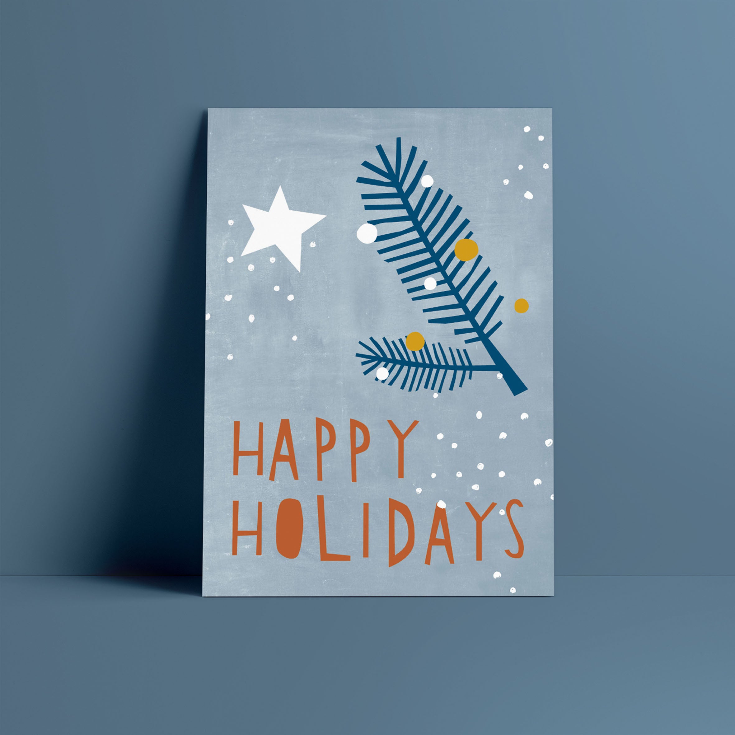 Postkarte // Happy Holidays blau