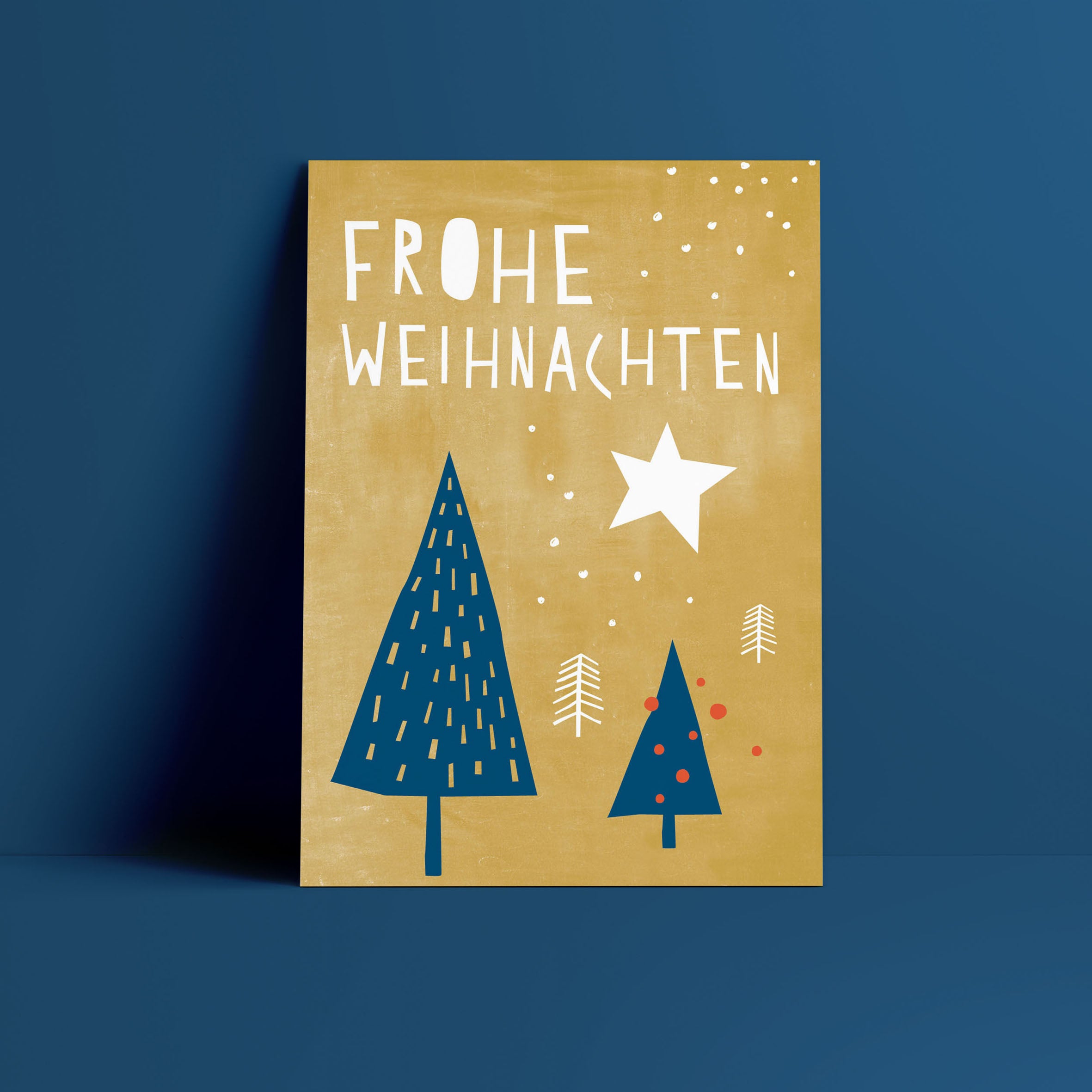 Postkarte // Frohe Weihnachten gelb