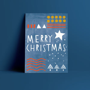 Postkarte // Merry Christmas blau