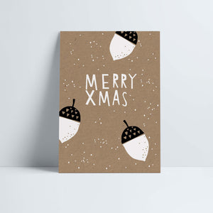 Postkarte // »Merry Xmas« Acorn