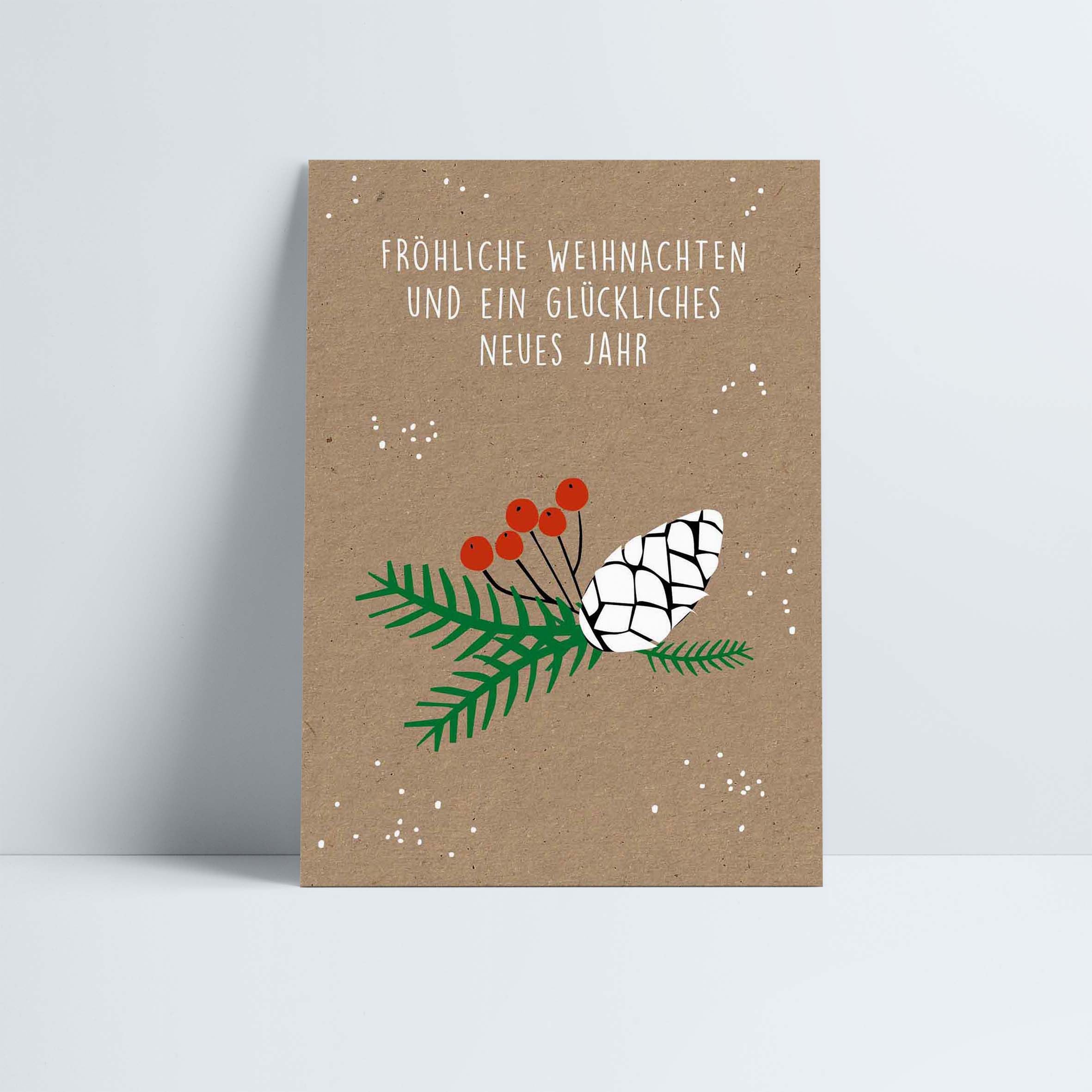 Postkarte // »Fröhliche Weihnachten...« Tannenzapfen
