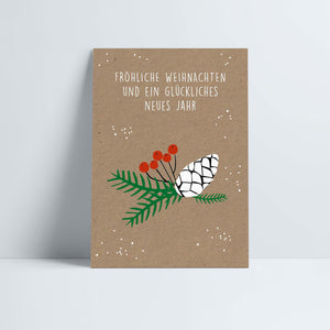 Postkarte // »Fröhliche Weihnachten...« Tannenzapfen