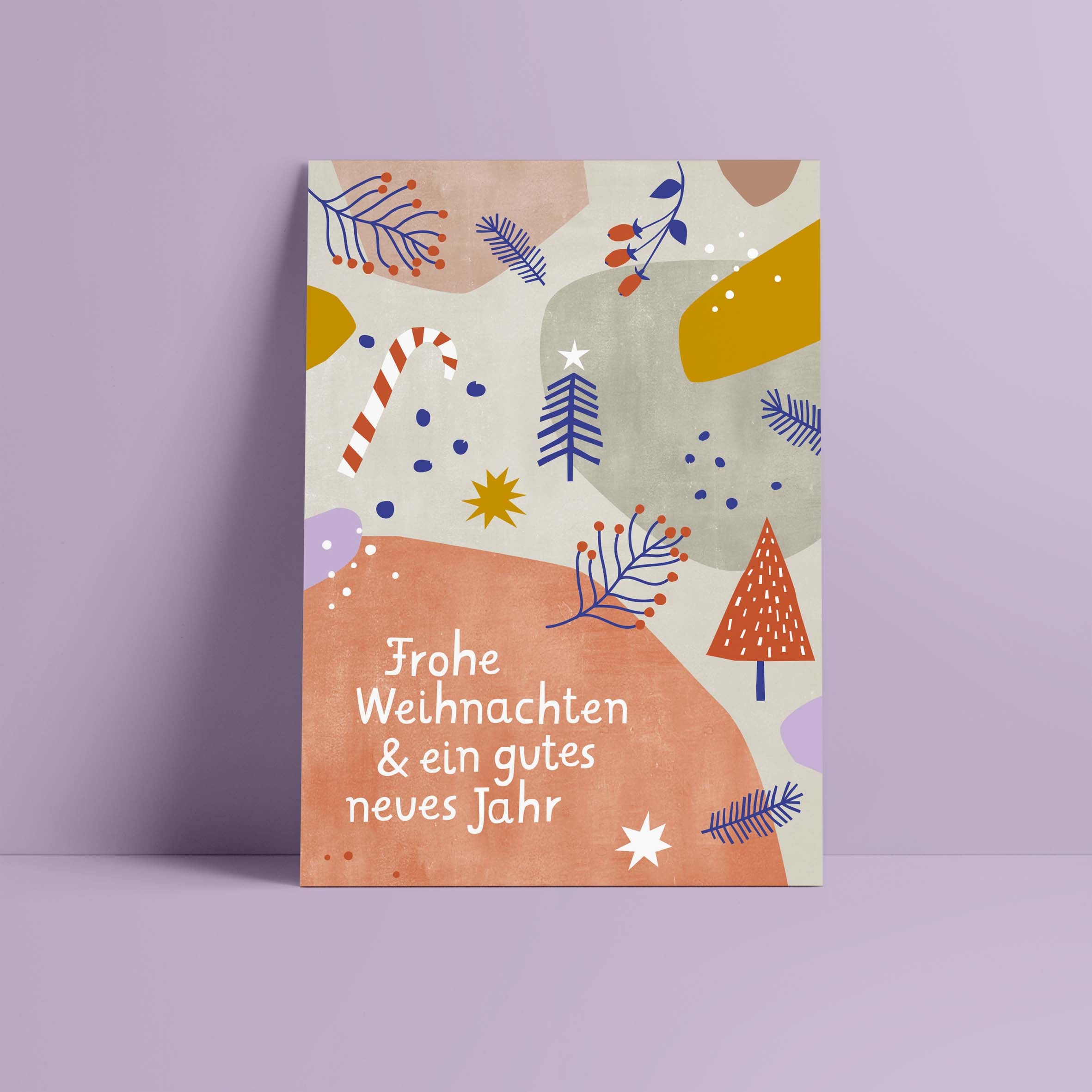Postkarte // »Frohe Weihnachten & ein gutes neues Jahr« bunt
