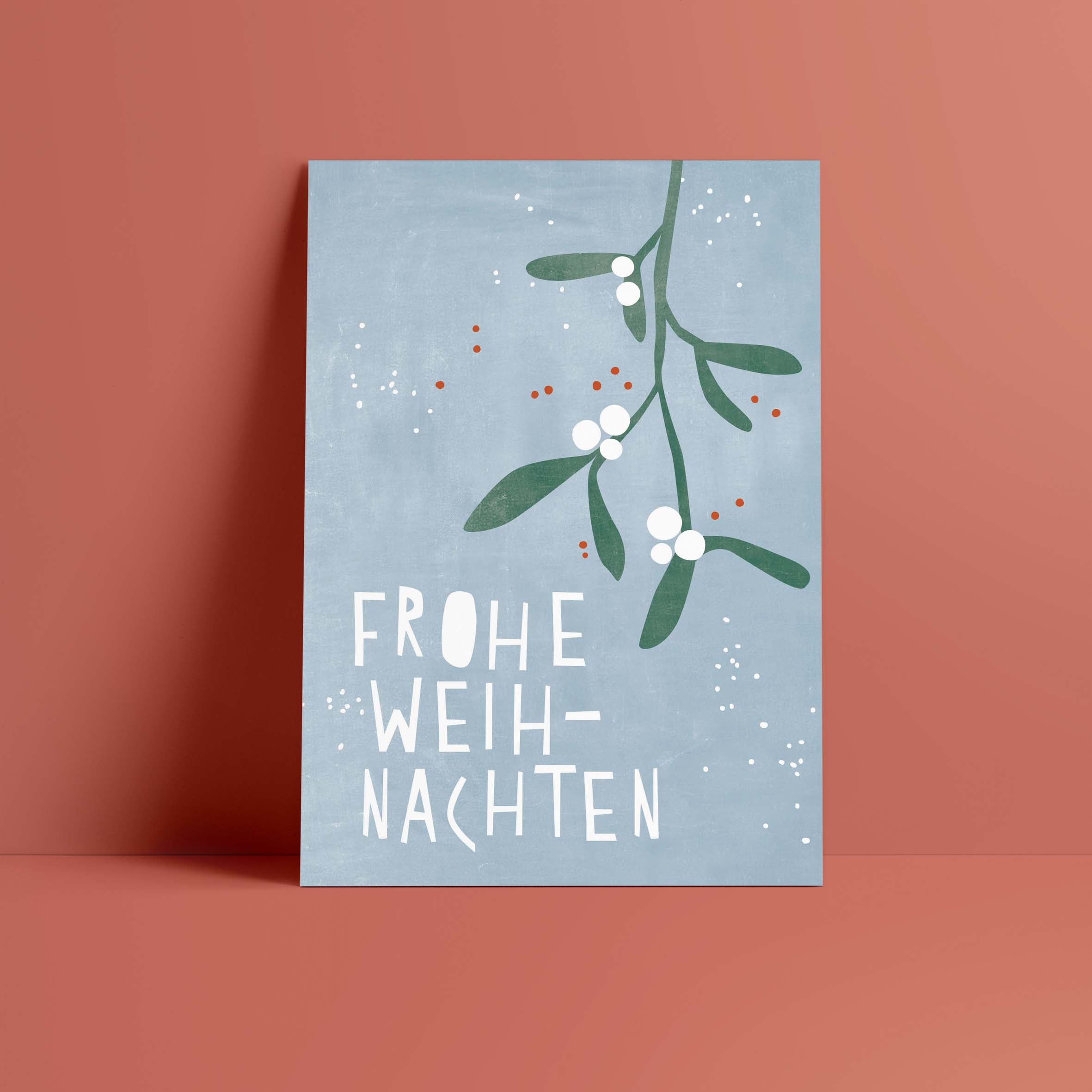 Postkarte // Mistelzweig hellblau