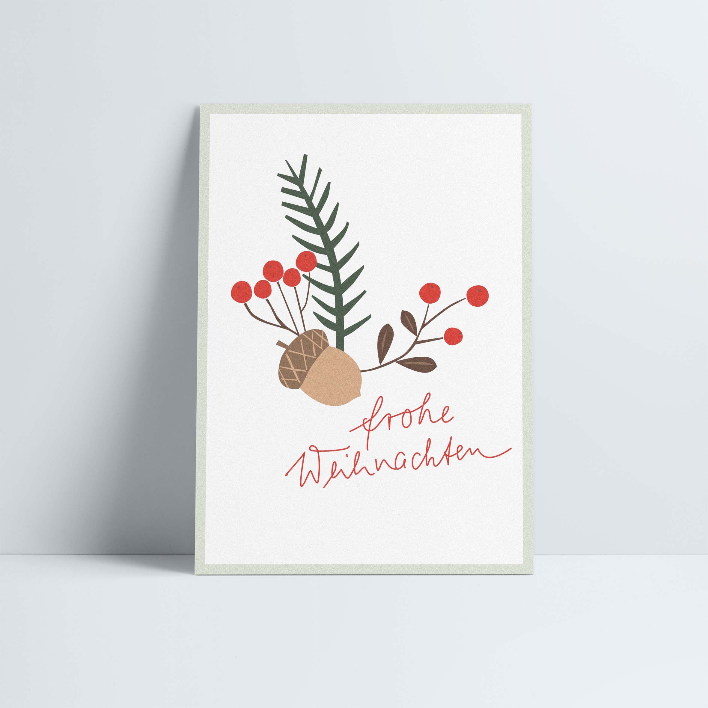 Postkarte // »Frohe Weihnachten« Eichel