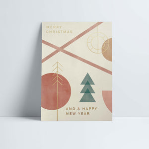 Postkarte // »Merry Christmas and a happy new Year« Geometric gold