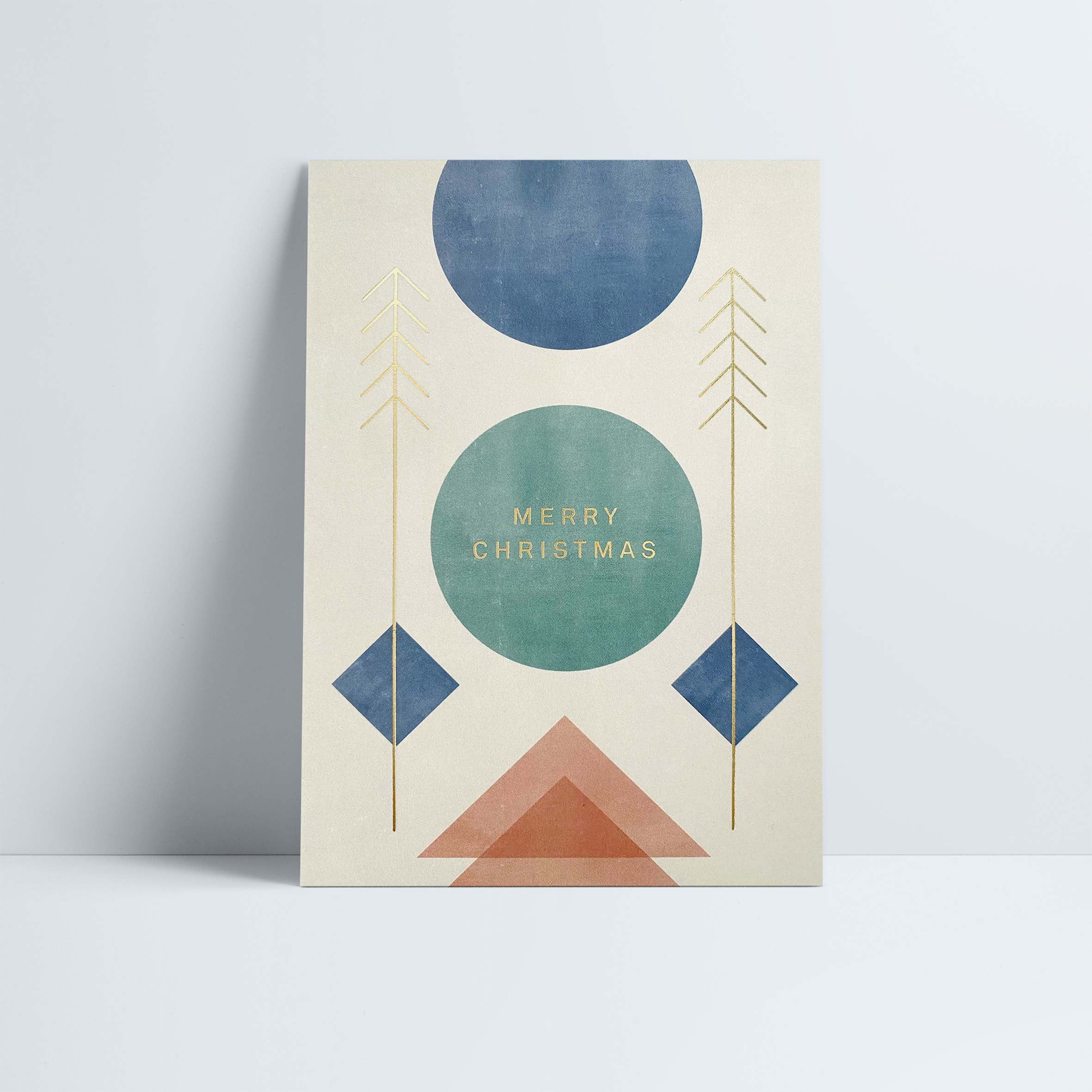 Postkarte // »Merry Christmas« Geometric gold