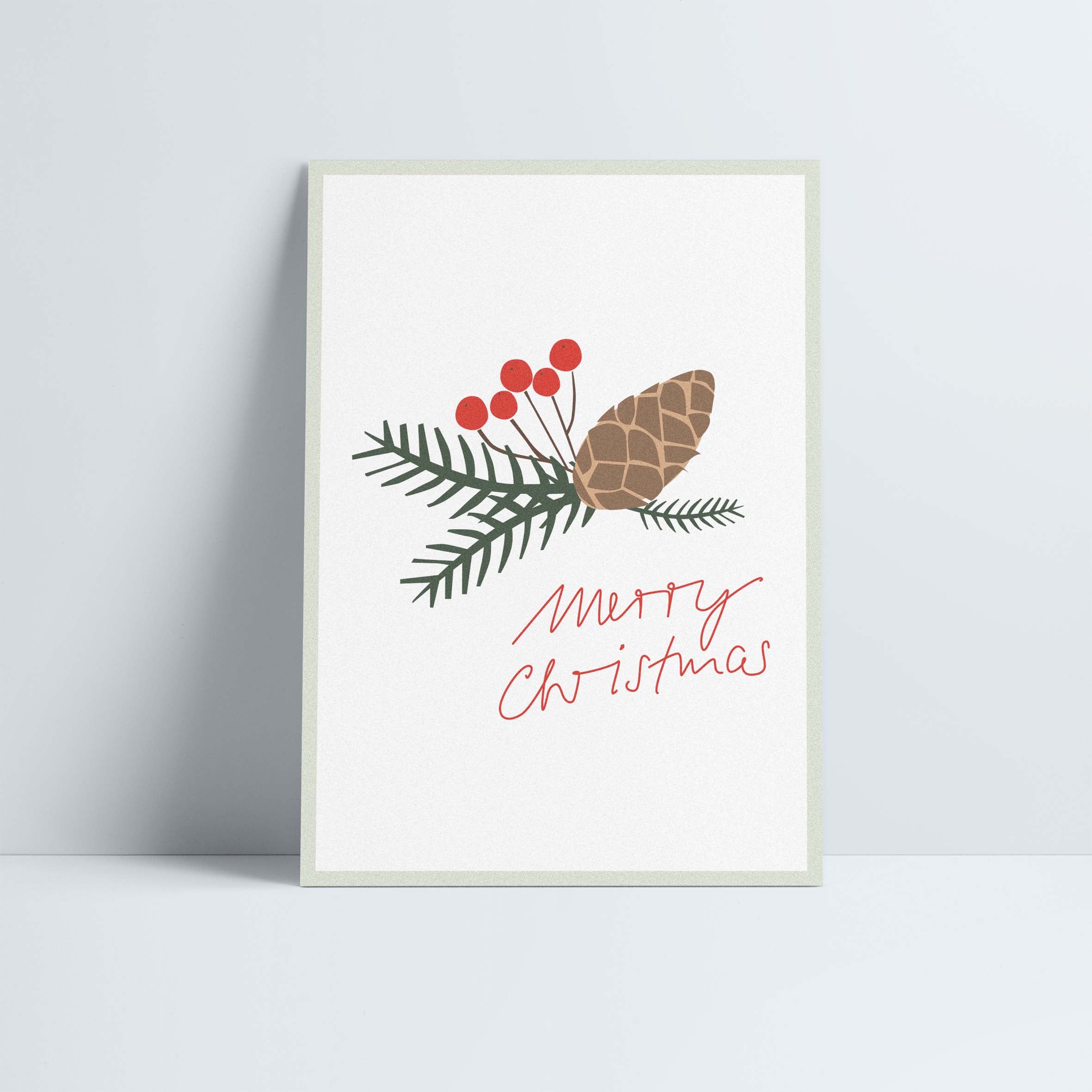 Postkarte // »Merry Christmas« Tannenzapfen