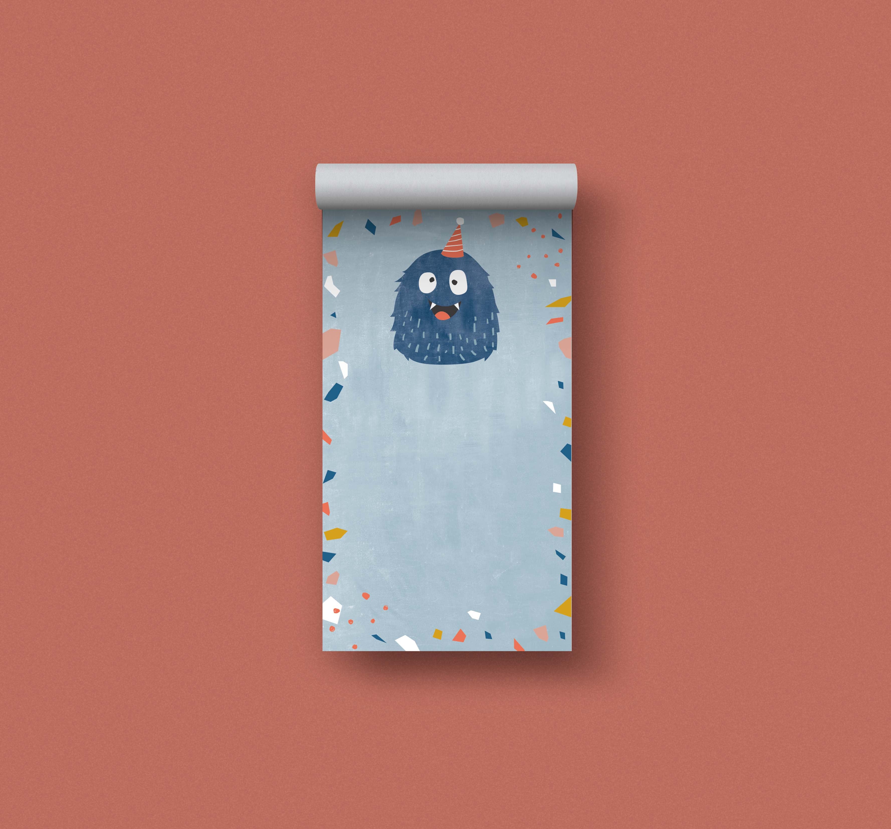 kleiner Notizblock 7 x 12,5 cm // Monster blau