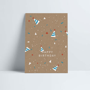 Postkarte // »Happy Birthday« Partyhütchen