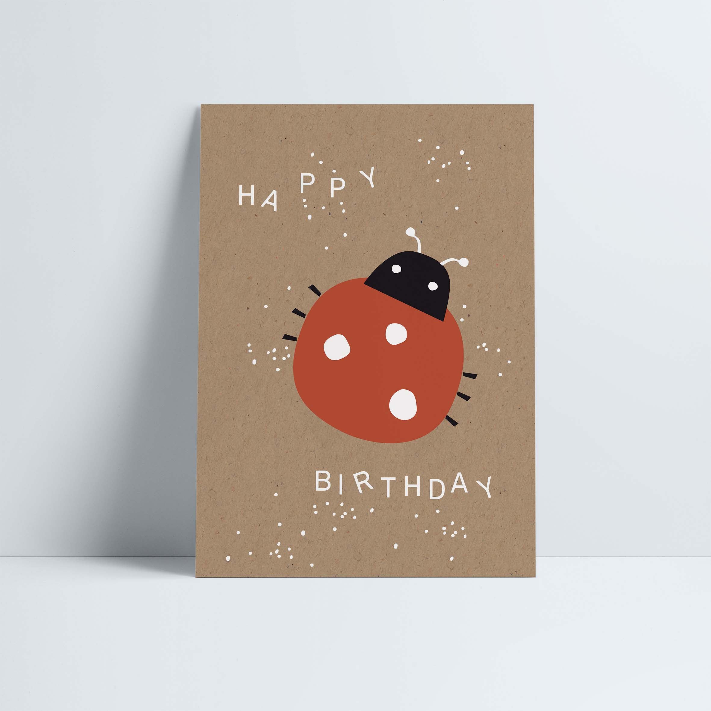 Postkarte // »Happy Birthday« Marienkäfer