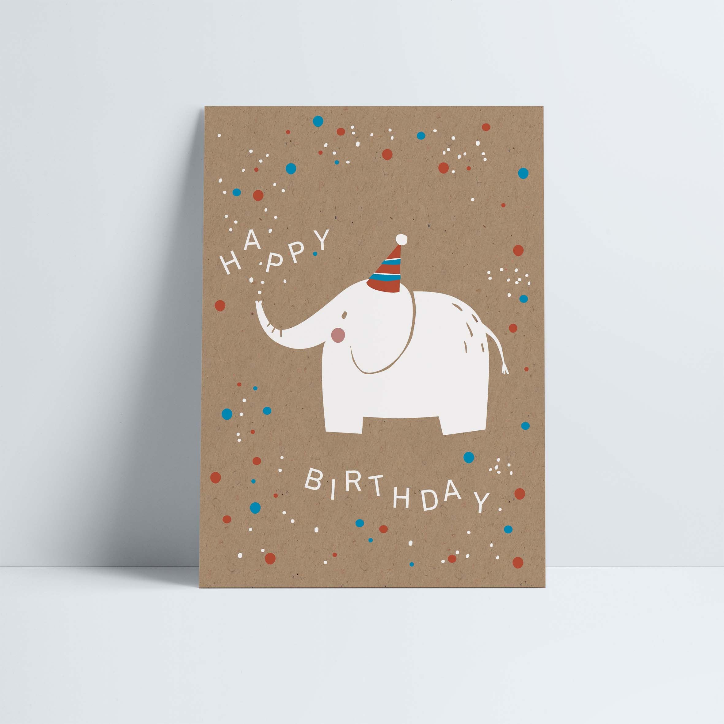 Postkarte // »Happy Birthday« Elefant