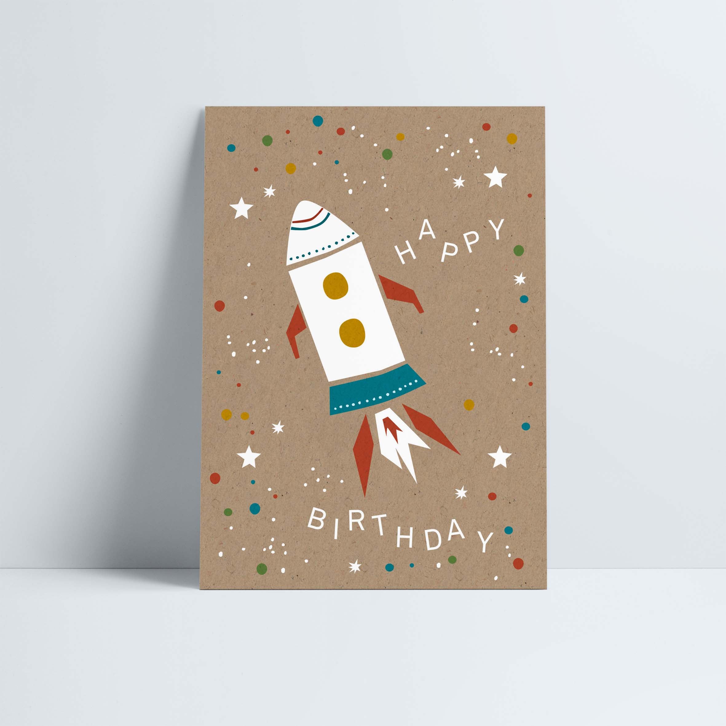 Postkarte // »Happy Birthday« Geburtstagsrakete