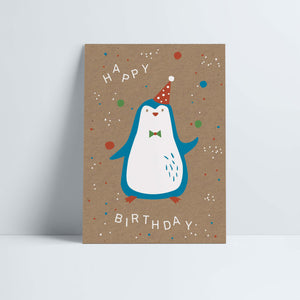 Postkarte // »Happy Birthday« Pinguin