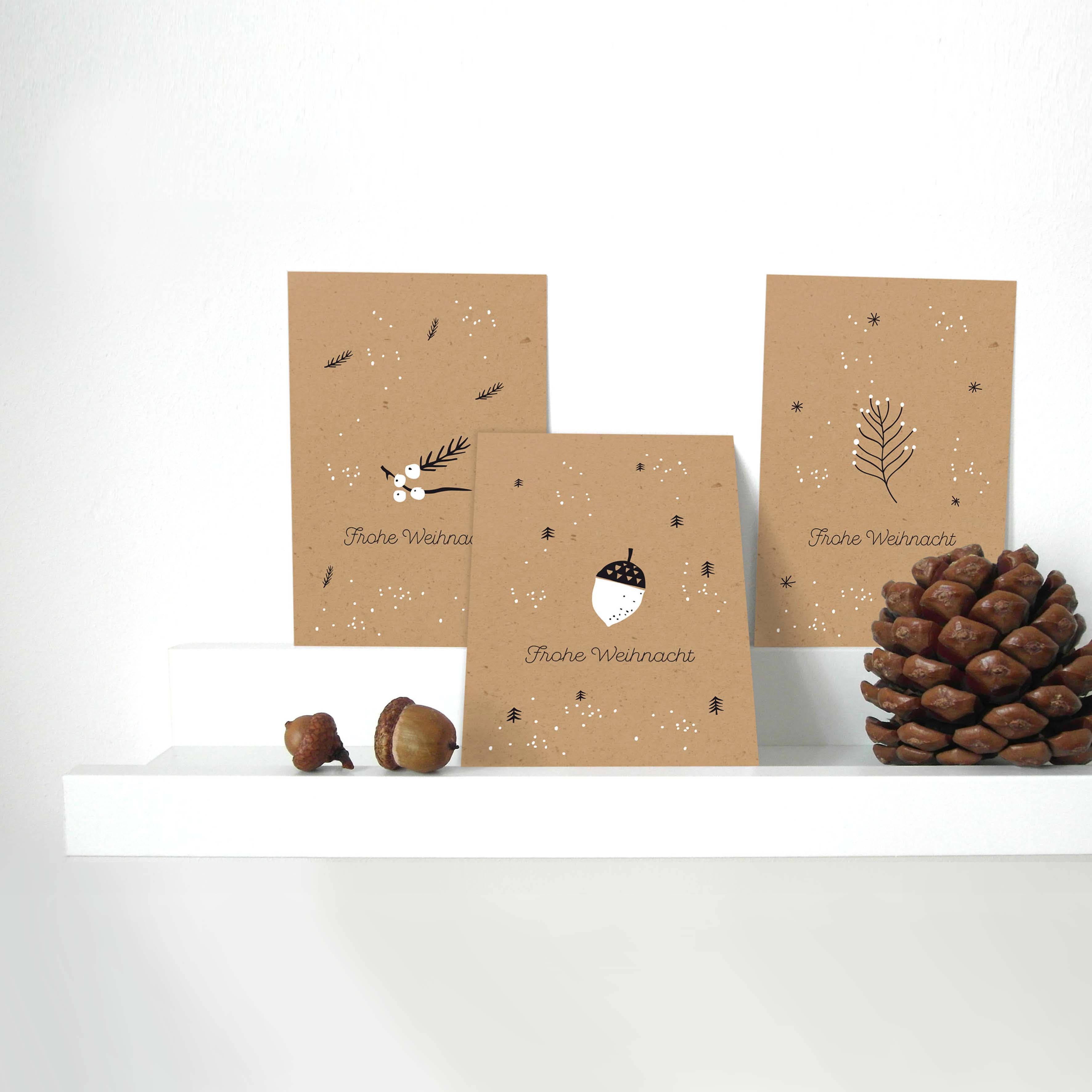 Postkartenset // »Frohe Weihnacht« Kraftkarton