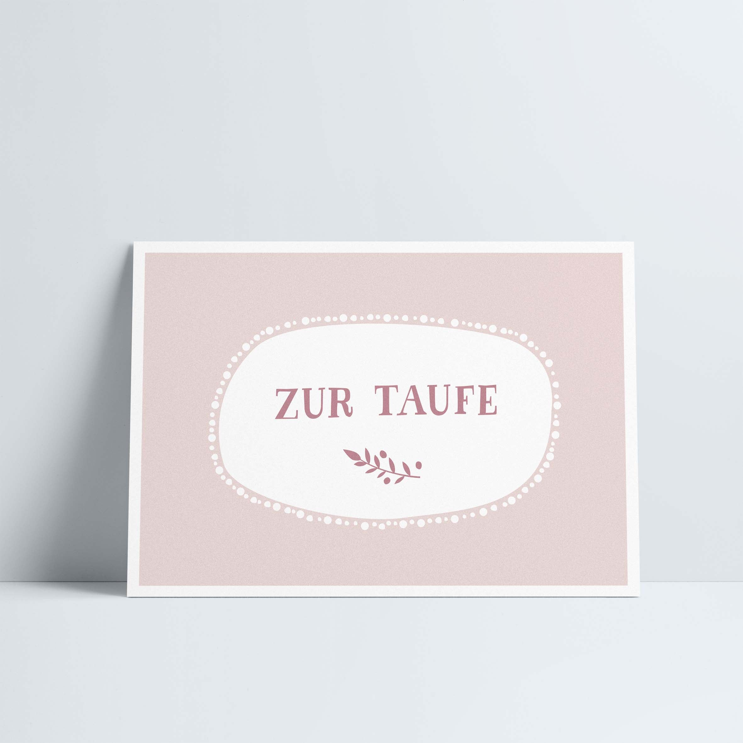 Postkarte // »Zur Taufe« rosa