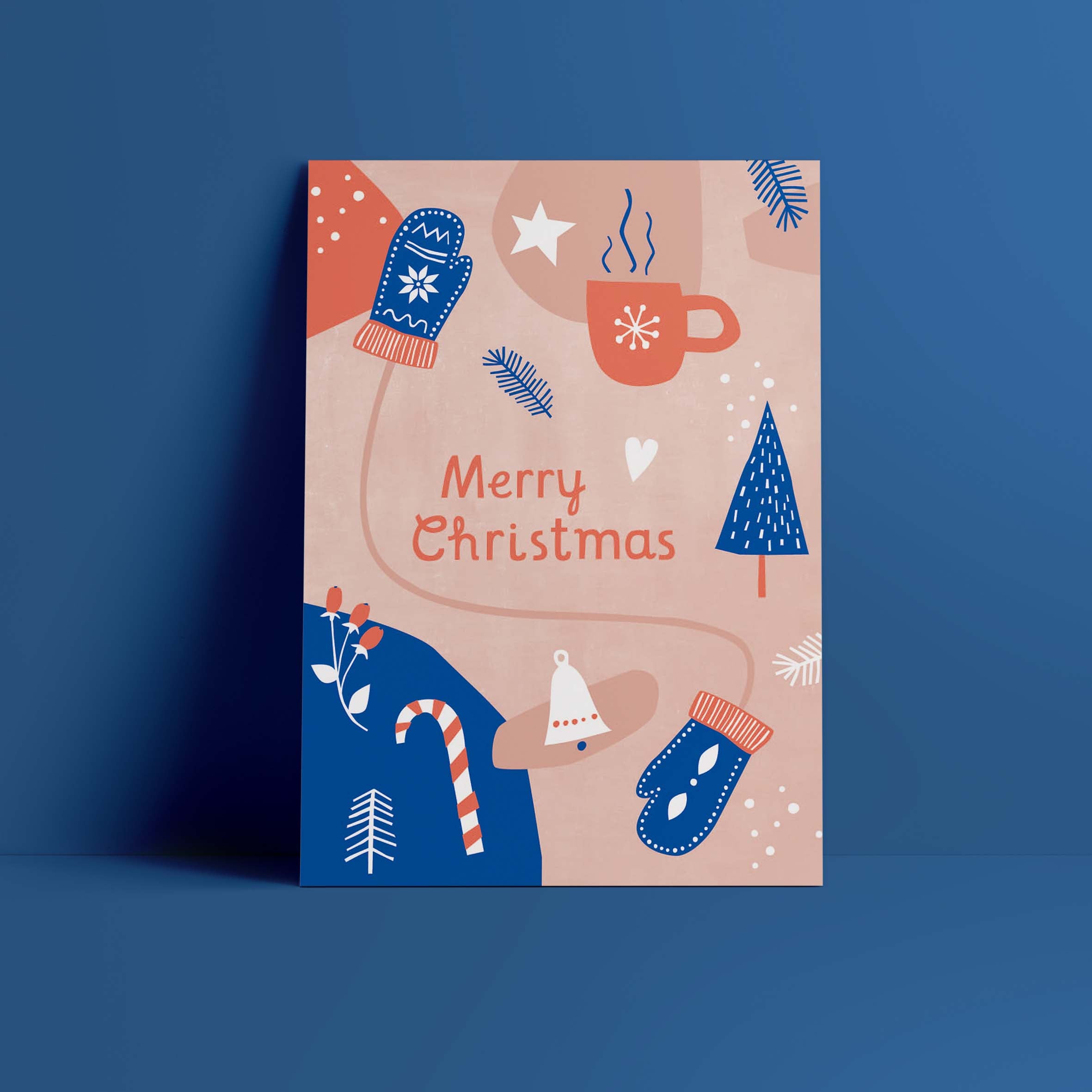 Postkarte // »Merry Christmas« Handschuhpaar