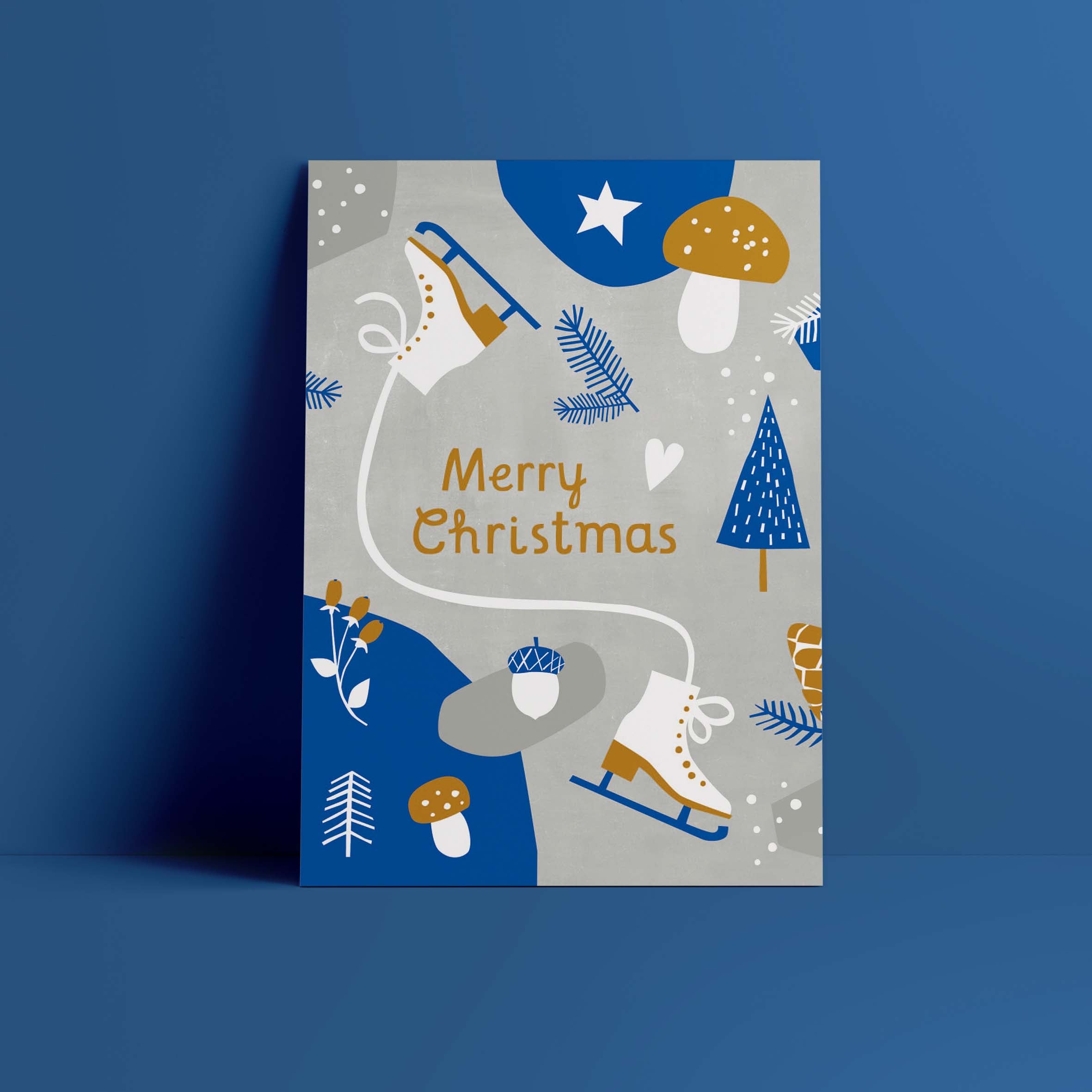 Postkarte // »Merry Christmas« Schlittschuhe