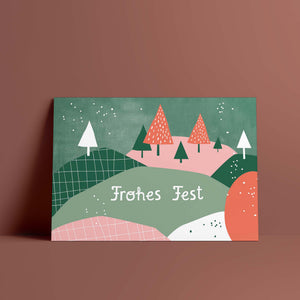 Postkarte // »Frohes Fest« Winterlandschaft
