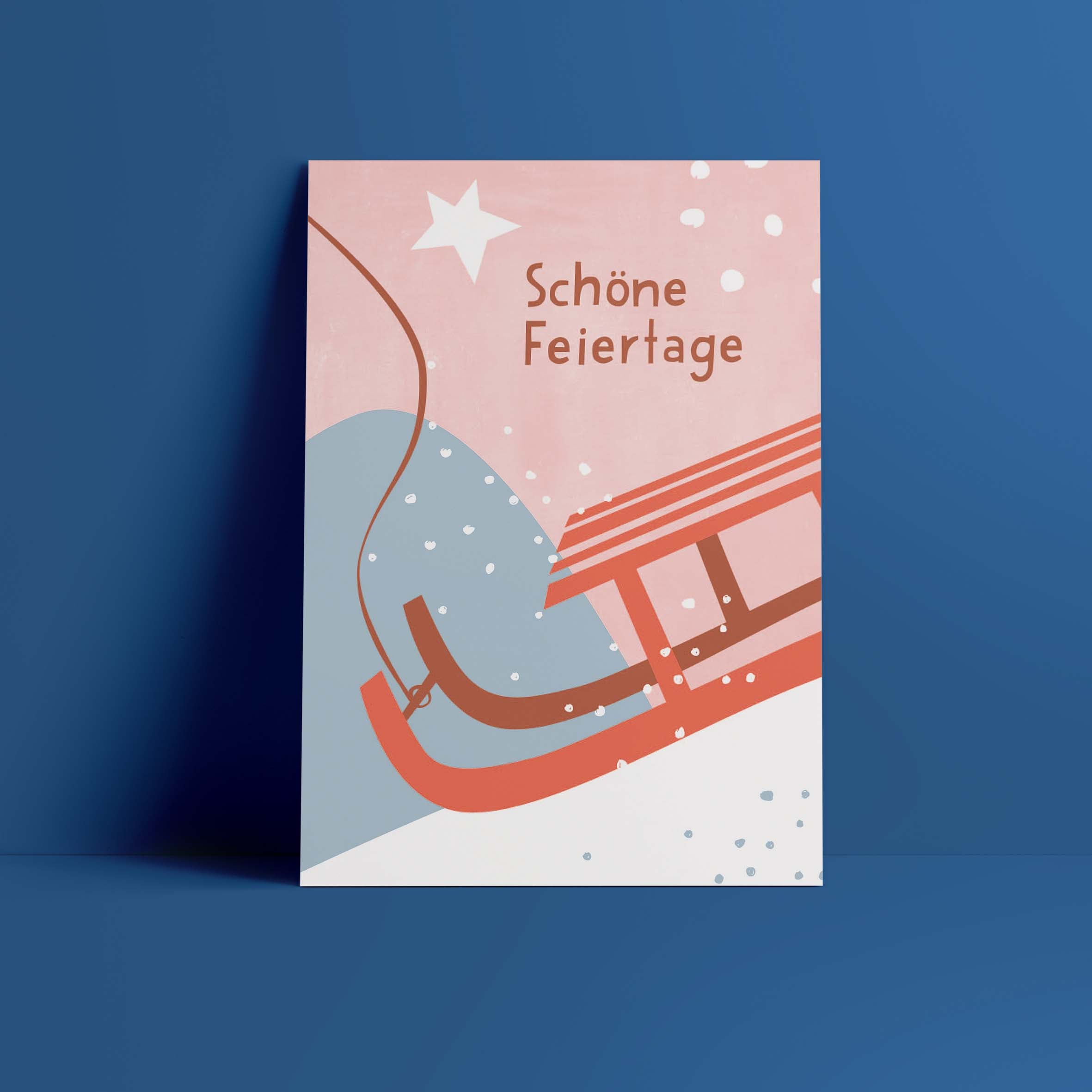 Postkarte // »Schöne Feiertage« Schlitten